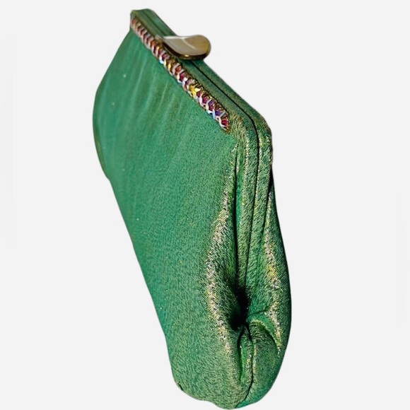 FAY MELL EXCLUSIVE DESIGN FLEURETTE Inc. Miami, Florida Shimmering Green Clutch - Picture 3 of 12